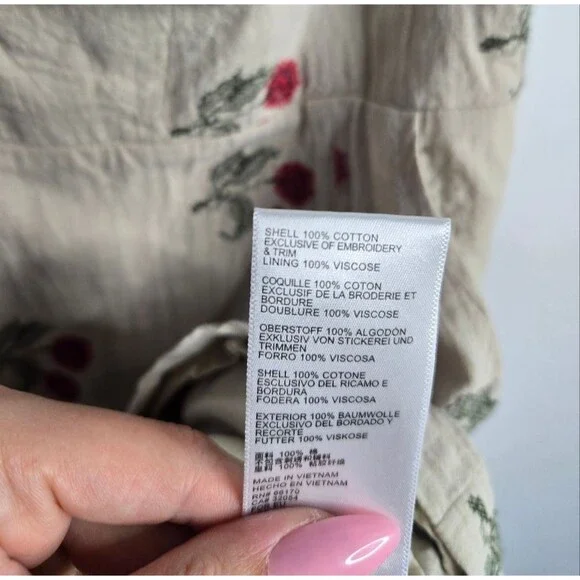 Urban Outfitters Cotton Cherry Mini Dress Empire Waist Sweetheart Neckline Sz S - Picture 11 of 12